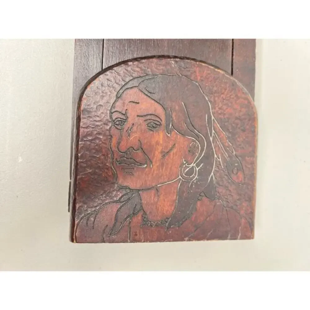 Vintage Expandable Slide Wooden Book Shelf Native American